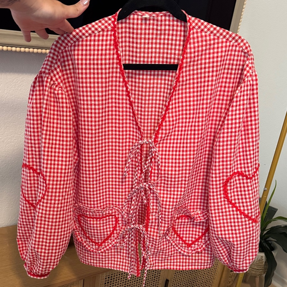 Red Gingham Heart Blouse
